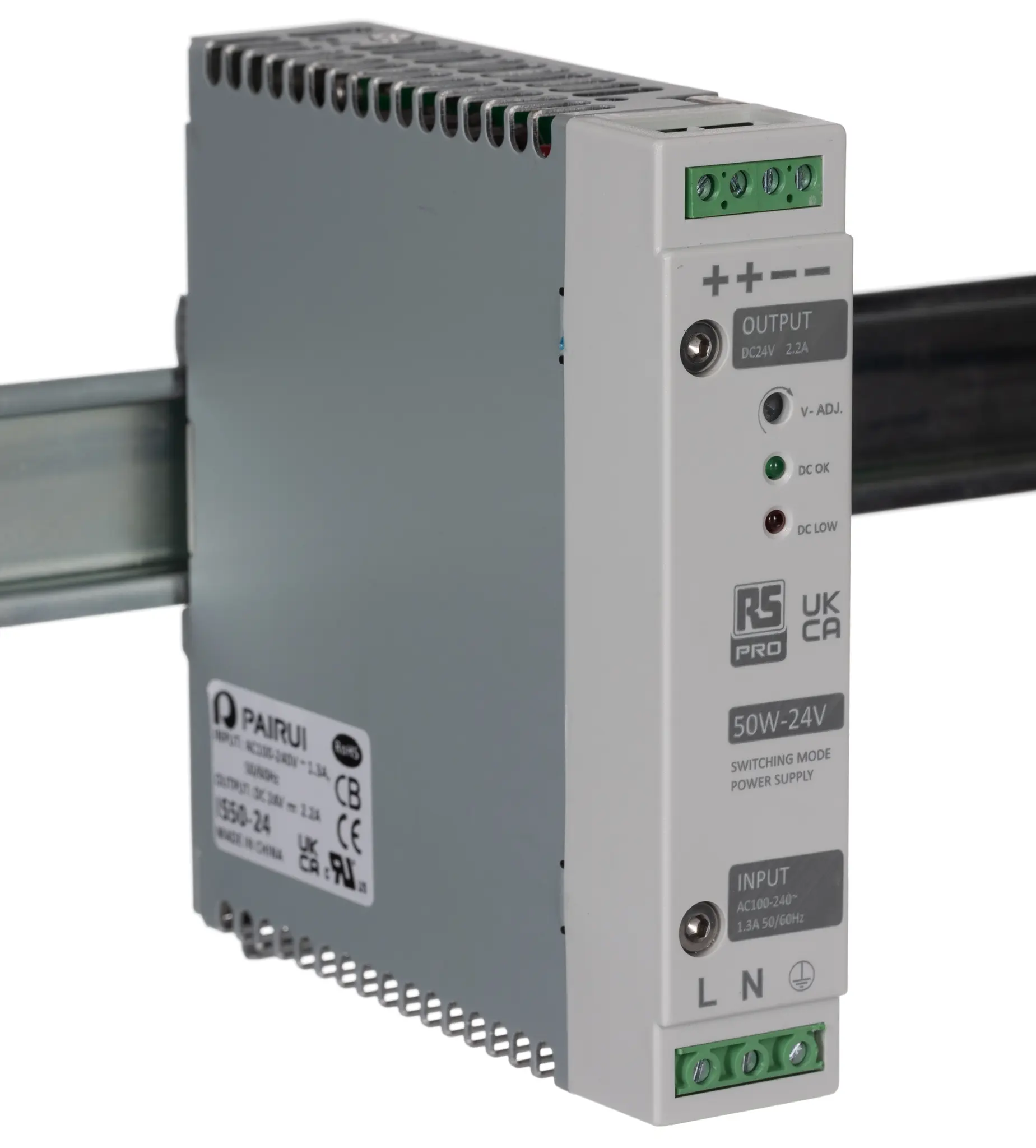 RS PRO DIN-Schienen Netzteil Getaktet 24V dc / 2.2A 50W 230V ac