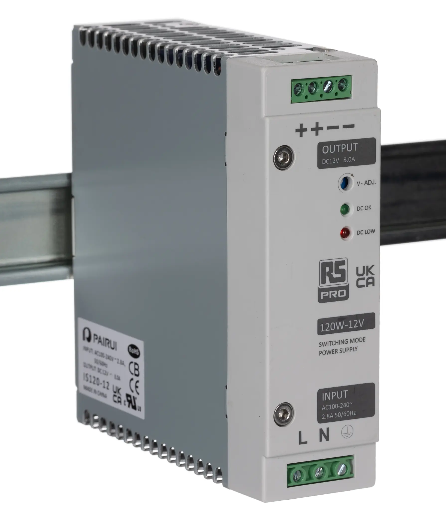 Produktfoto 1 von RS PRO DIN-Schienen Netzteil Getaktet 12V dc / 8A 120W 230V ac