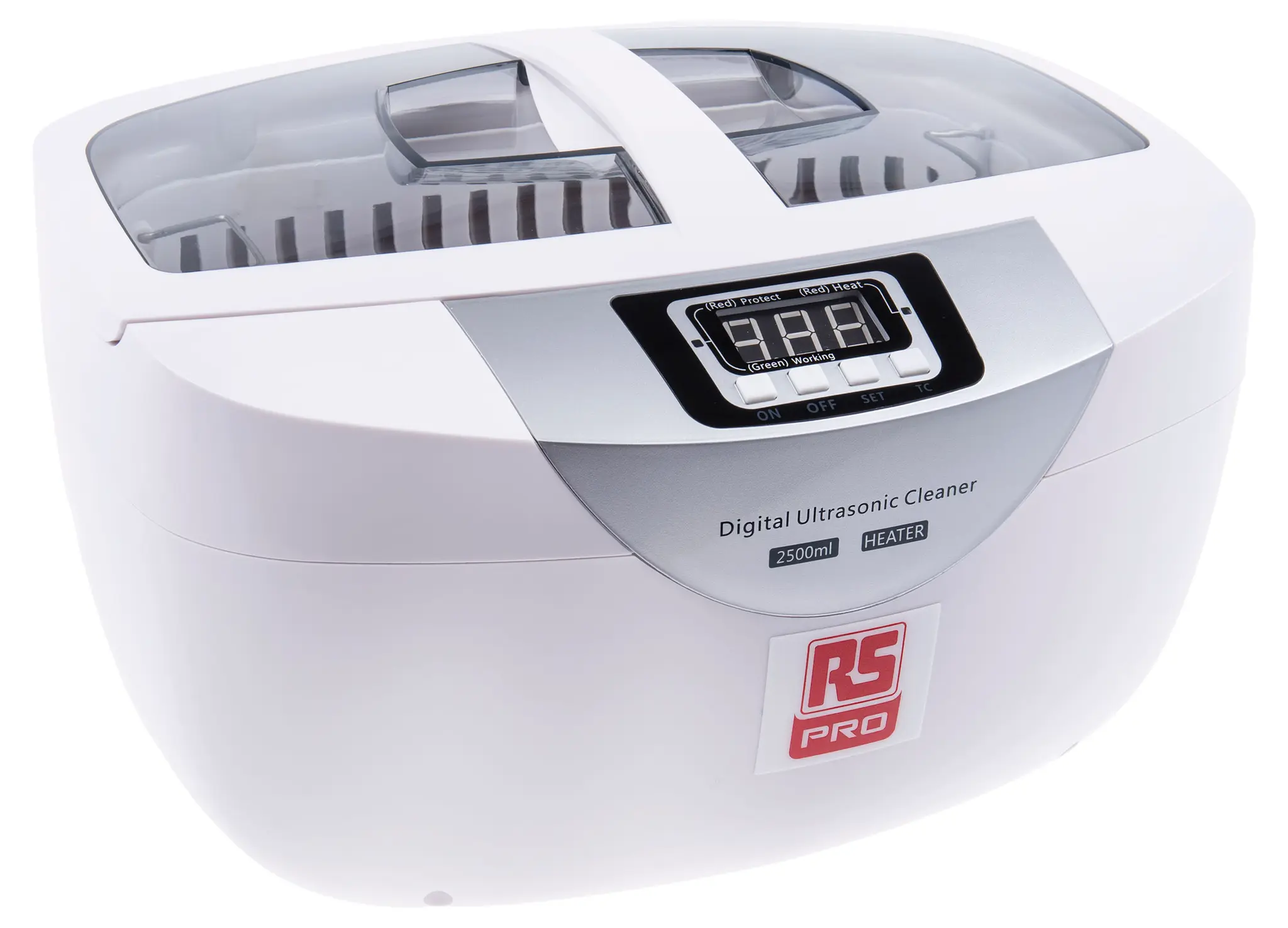 Produktfoto 1 von RS PRO Ultraschallreiniger 2.5L, 50 W, 248 mm x 150 mm x 78 mm