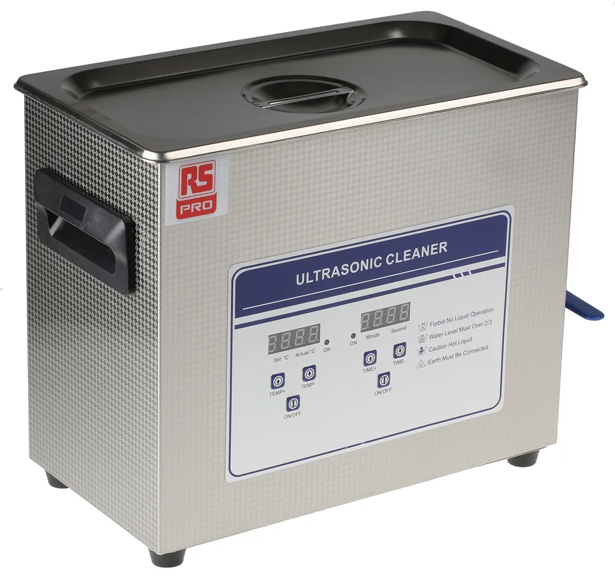 Produktfoto 1 von RS PRO Edelstahl Ultraschallreiniger 6.5L, 200 W, 325 mm x 180 mm x 280 mm