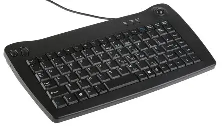 Produktfoto 1 von RS PRO Mini-Tastatur QWERTY (GB) Verdrahtet Schwarz PS2 Trackball