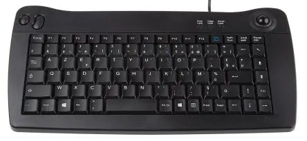 Produktfoto 1 von RS PRO Mini-Tastatur AZERTY Verdrahtet Schwarz USB Trackball