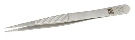 Produktfoto 1 von RS PRO Edelstahl Pinzette, 120mm, Spitze Geriffelt Antimagnetisch 1-teilig