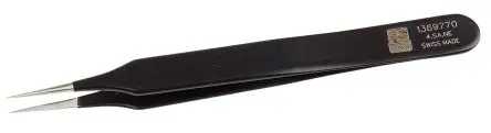 Produktfoto 1 von RS PRO Edelstahl Pinzette, 110mm, Spitze Extra Fein Antimagnetisch 1-teilig ESD-Sicherheit