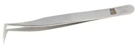 Produktfoto 1 von RS PRO Edelstahl Pinzette, 115mm, Spitze Abgewinkelt, Flach Antimagnetisch 1-teilig