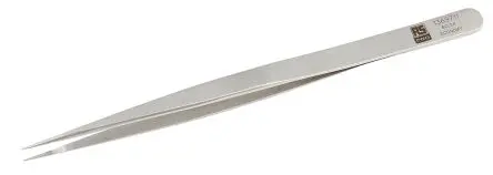 Produktfoto 1 von RS PRO Edelstahl Pinzette, 140mm, Spitze Sehr scharf, Fein, Gerade Antimagnetisch 1-teilig