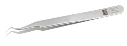 Produktfoto 1 von RS PRO Edelstahl Pinzette, 120mm, Spitze Gebogen, Sehr Fein Antimagnetisch 1-teilig