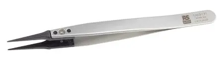 Produktfoto 1 von RS PRO Kohlenstofffaser, Kunststoff Pinzette, 130mm, Spitze Extrafein, Sehr Fein, Gerade Antimagnetisch 1-teilig