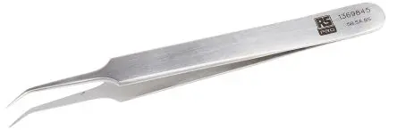 Produktfoto 1 von RS PRO Edelstahl Pinzette, 110mm, Spitze Fein, Geknickt Antimagnetisch 1-teilig