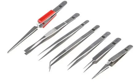 Produktfoto 1 von RS PRO Edelstahl Pinzettensatz Antimagnetisch 7-teilig