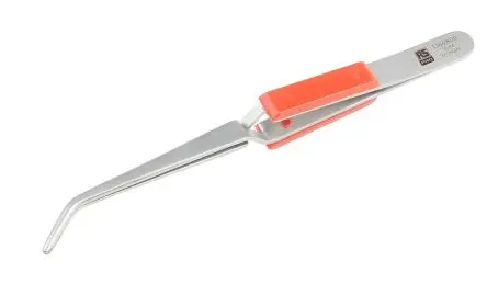 Produktfoto 1 von RS PRO Edelstahl Pinzette, 165mm, Spitze Geknickt, Geriffelt Antimagnetisch 1-teilig