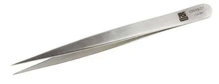 Produktfoto 1 von RS PRO Edelstahl Pinzette, 120mm, Spitze Gerade, Fein Antimagnetisch 1-teilig