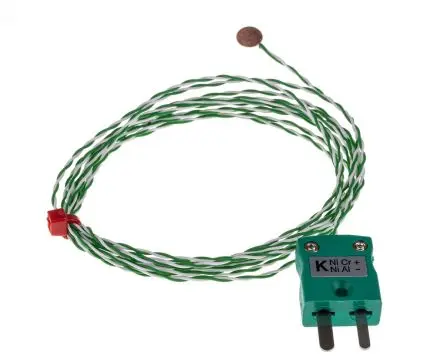 Produktfoto 1 von RS PRO Kupfer Kupferscheiben-Thermoelement Typ K, Ø 6.35 mm x 2 m → 200 °C