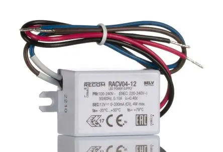 Produktfoto 1 von Recom LED-Treiber, 4 W 264V ac LED-Treiber 330mA, Ausgang 12V dc