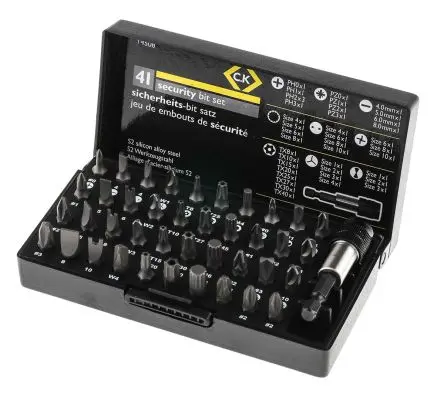 Produktfoto 1 von CK Vielzahn Bitsatz, S2 Stahl PH0, PH1, PH2, PH3, PZ0, PZ1, PZ2, PZ3, SL4, SL5, SL6, SL8, T8, T10, T15, T20, T25, T27,