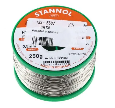 Produktfoto 1 von Stannol Draht Lötzinn bleifrei 99.3 %Sn 0 %Pb 0.7 %Cu, 227 °C, Ø 0.5 mm / 250 g