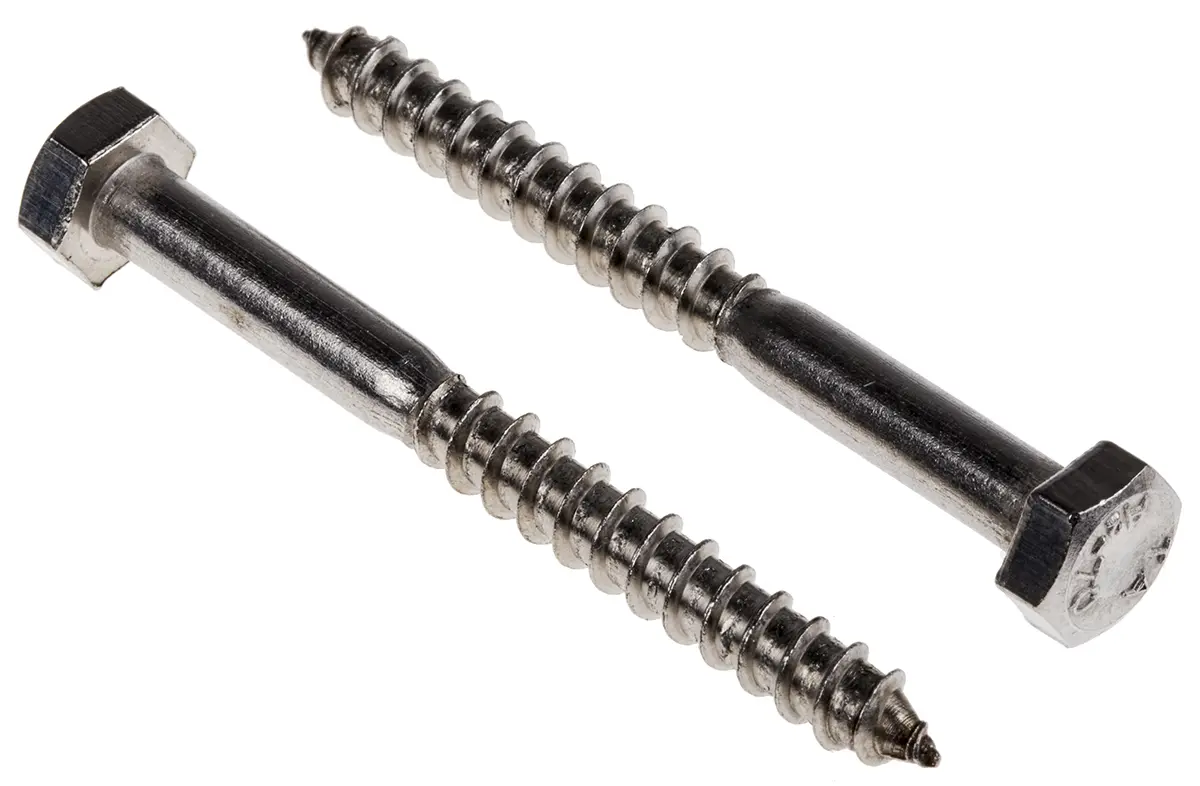 Produktfoto 1 von RS PRO Holzschrauben Sechskant, Edelstahl, M6 x 60 mm