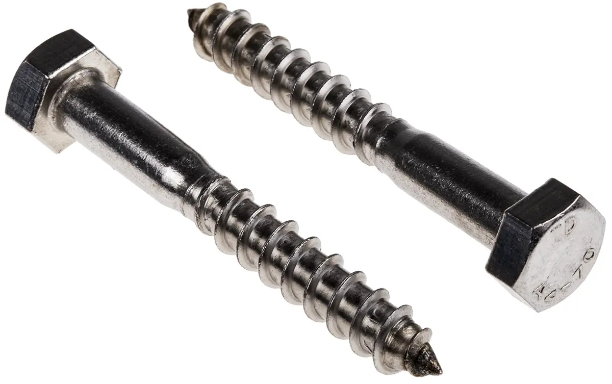 Produktfoto 1 von RS PRO Holzschrauben Sechskant, Edelstahl, M8 x 60 mm