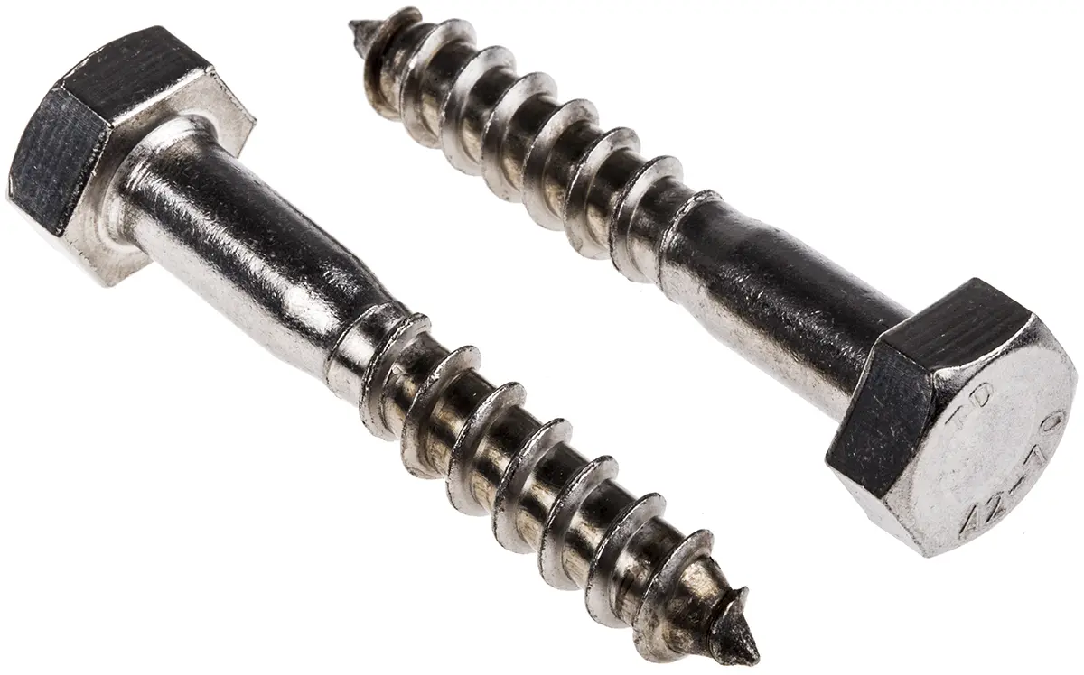 Produktfoto 1 von RS PRO Holzschrauben Sechskant, Edelstahl, M10 x 60 mm
