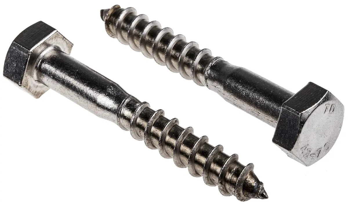 Produktfoto 1 von RS PRO Holzschrauben Sechskant, Edelstahl, M10 x 70 mm