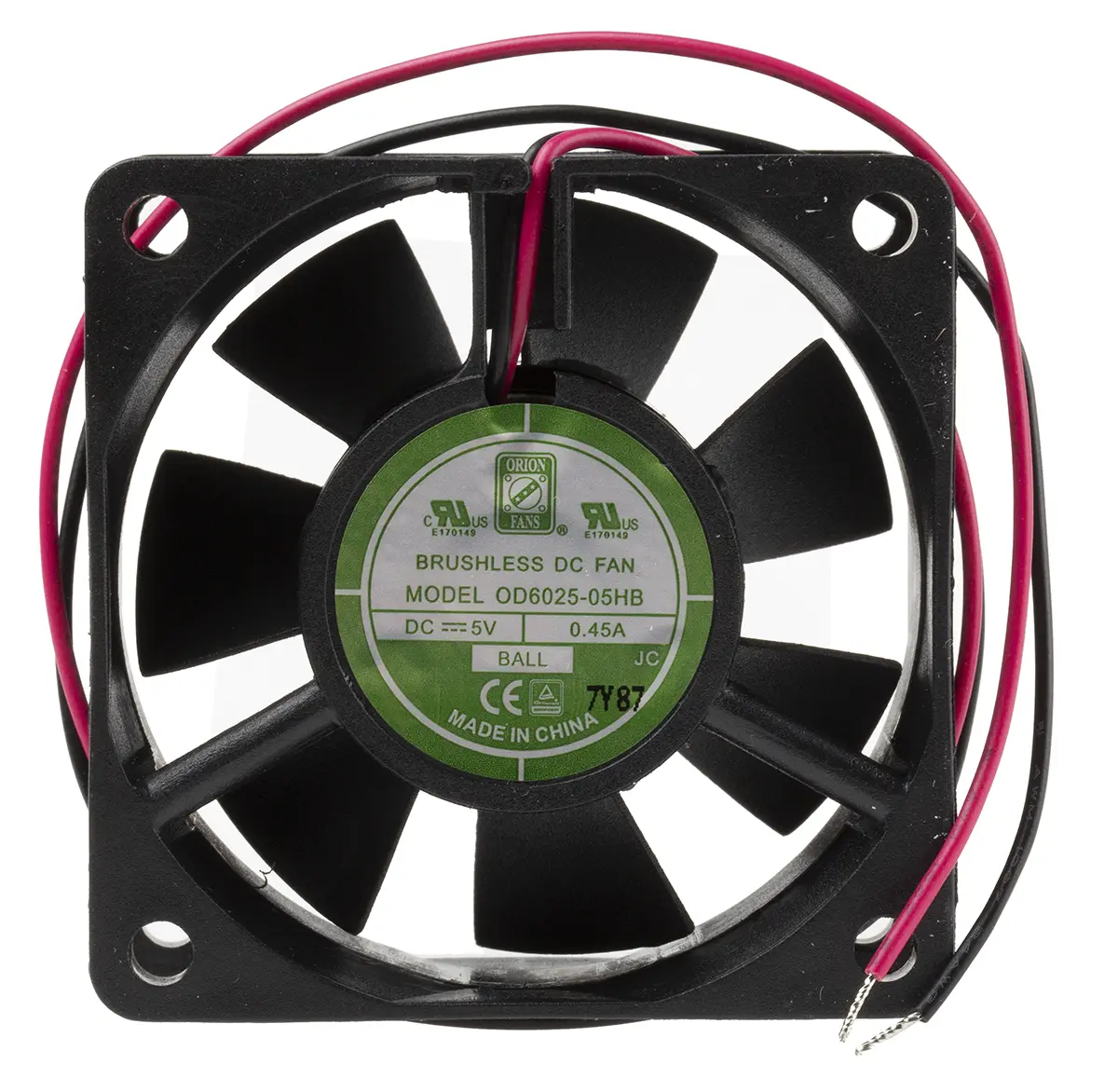 Produktfoto 1 von RS PRO DC-Axiallüfter, Kugellager, 5 V dc / 1.4W, 60 x 60 x 25mm, 4500U/min, 39.1m³/h