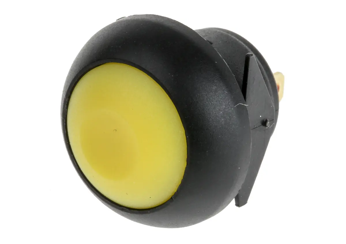Produktfoto 1 von RS PRO Druckschalter Gelb Tastend Panel Ø 13.6 mm, SPST / 100 mA, 125 mA, 200 mA, 400 mA, 500 mA 50 V dc 250 V ac, IP40