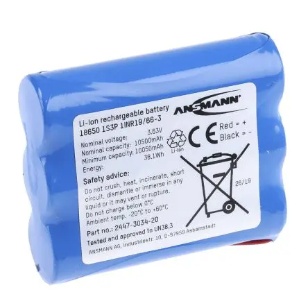 Produktfoto 1 von Ansmann Li-Ion Akkupack, 3-Zellen 3.635 V / 10.5 Ah