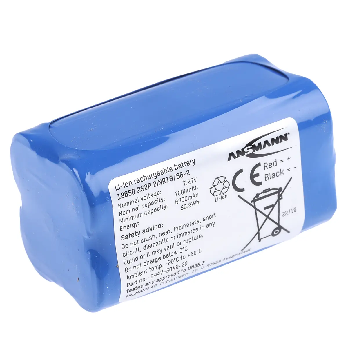 Produktfoto 1 von Ansmann Li-Ion Akkupack, 4-Zellen 7.27V / 7Ah, Draht-Anschluss