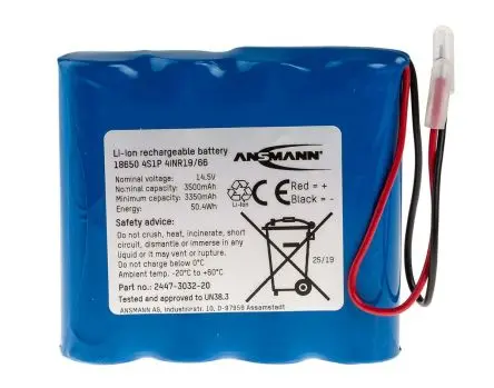 Produktfoto 1 von Ansmann Li-Ion Akkupack, 4-Zellen 14.54 V / 3.5 Ah