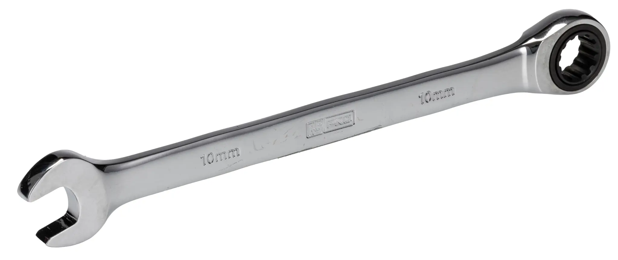 Produktfoto 1 von RS PRO Gabel‑Ring Ratschenschlüssel Chrom 10 mm, CrV-Stahl Höhensicher, Länge 160 mm