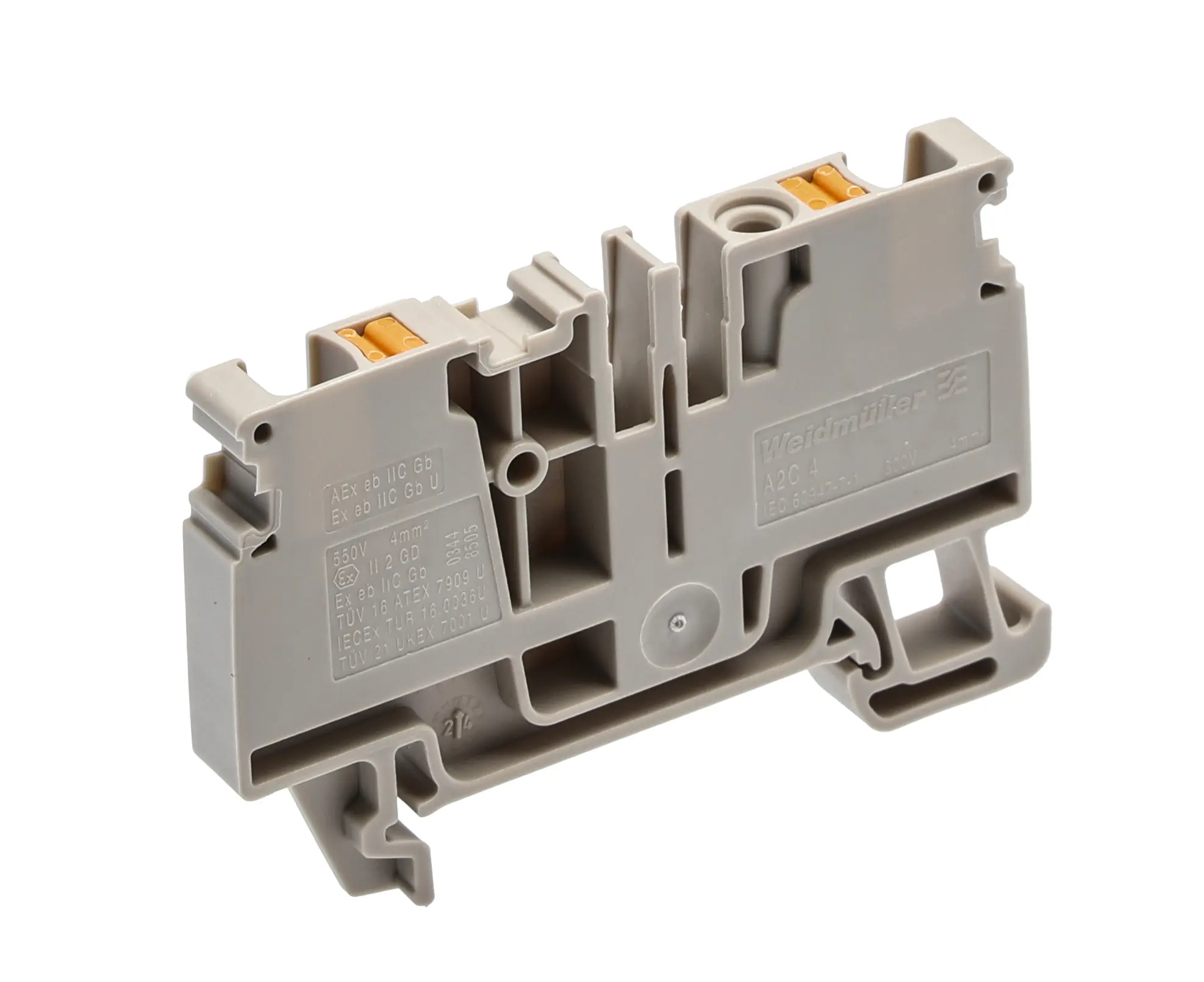Produktfoto 1 von Weidmüller Anschlussklemmenblock DIN-Schiene 1 Dunkelbeige, 6 mm², 800 V Einsteck-Anschluss IECEx/ATEX
