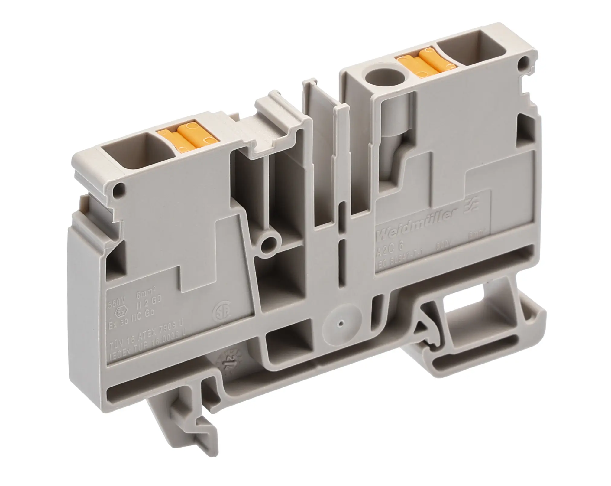 Produktfoto 1 von Weidmüller Anschlussklemmenblock DIN-Schiene 1 Dunkelbeige, 6 mm², 800 V Einsteck-Anschluss IECEx/ATEX