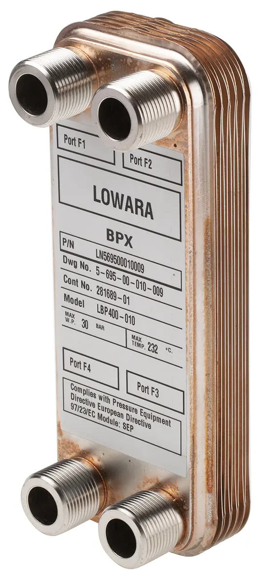 Produktfoto 1 von Xylem 10 214.5 mm BP400 80.7 mm Kupfer Wärmetauscher 24.1 mm Edelstahl 316L bis 232 °C