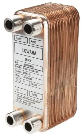 Produktfoto 1 von Xylem 40 214.5 mm BP400 80.7mm Kupfer Gelöteter Plattenwärmetauscher 24.1 mm bis 232 °C