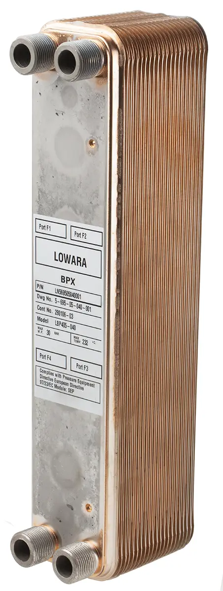 Produktfoto 1 von Xylem 40 397.5 mm BP405 80.7 mm Kupfer Wärmetauscher 24.1 mm Edelstahl 316L bis 232 °C
