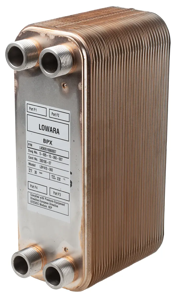 Produktfoto 1 von Xylem 60 309.6 mm BP410 112 mm Kupfer Wärmetauscher 24.1 mm Edelstahl 316L bis 232 °C