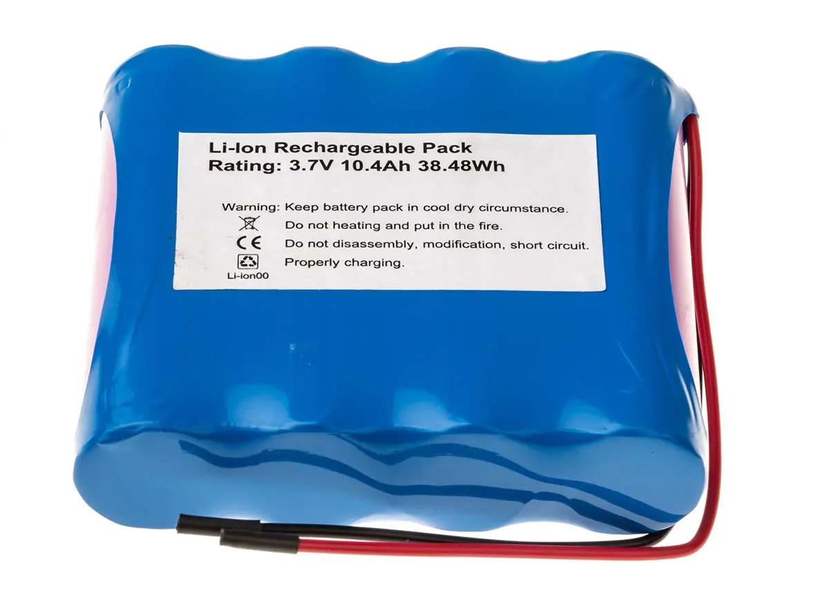 Produktfoto 1 von RS PRO Li-Ion Akkupack, 4-Zellen 18650 3.7V / 10.4Ah, Draht-Anschluss