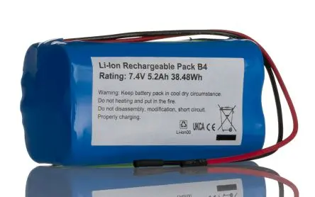 Produktfoto 1 von RS PRO Li-Ion Akkupack, 4-Zellen 7.4 V / 5.2 Ah