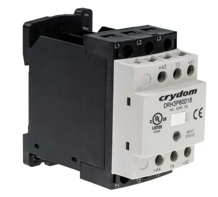 Produktfoto 1 von Sensata / Crydom DRH Halbleiterschütz, 3-polig, 200 V dc, 120V ac / 18 A 32V dc Nein Motorsteuerung