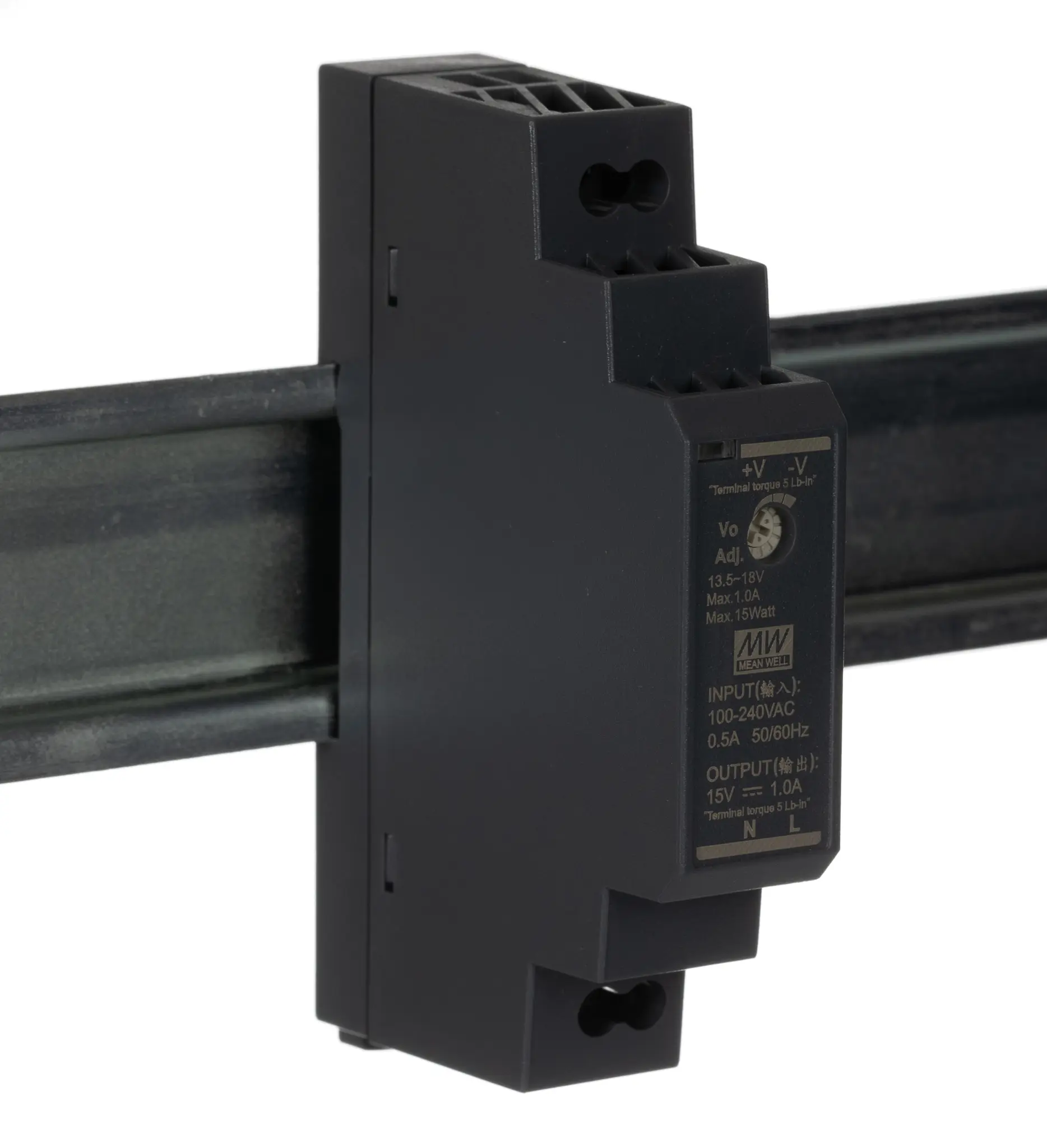 Produktfoto 1 von MEAN WELL HDR DIN-Schienen Netzteil Getaktet 15V dc / 1A 15W 85 → 264 V ac, 120 → 370V dc