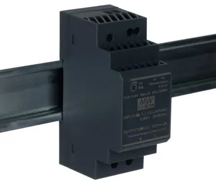 Produktfoto 1 von MEAN WELL Ultra Slim DIN-Schienen Netzteil Geschalteter Modus 370 V dc, 264V ac Wechselstrom/Gleichstrom / 2 A 12V dc DC