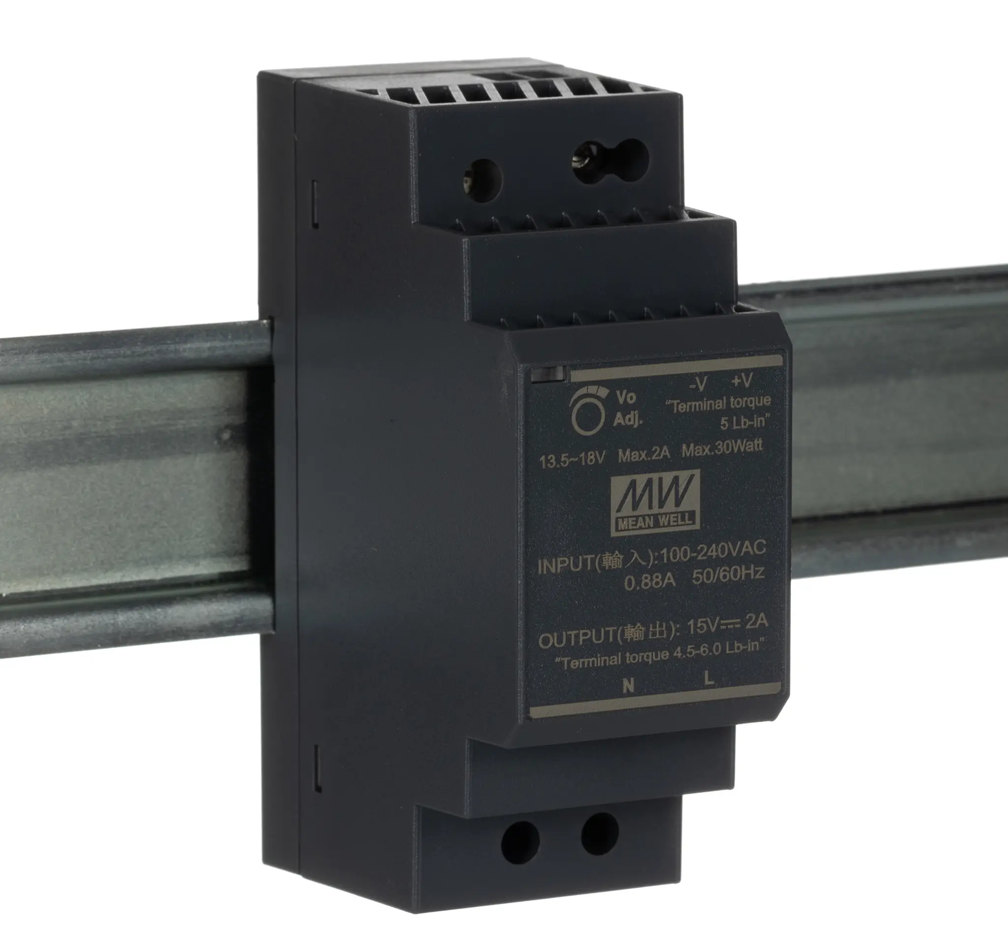 Produktfoto 1 von MEAN WELL HDR DIN-Schienen Netzteil Getaktet 15V dc / 2A 30W 85 → 264 V ac, 120 → 370V dc