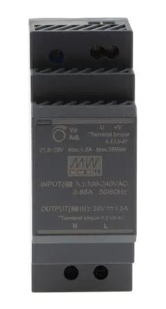 Produktfoto 1 von MEAN WELL Ultra Slim DIN-Schienen Netzteil Geschalteter Modus 370 V dc, 264V ac Wechselstrom/Gleichstrom / 1.5 A 24V dc