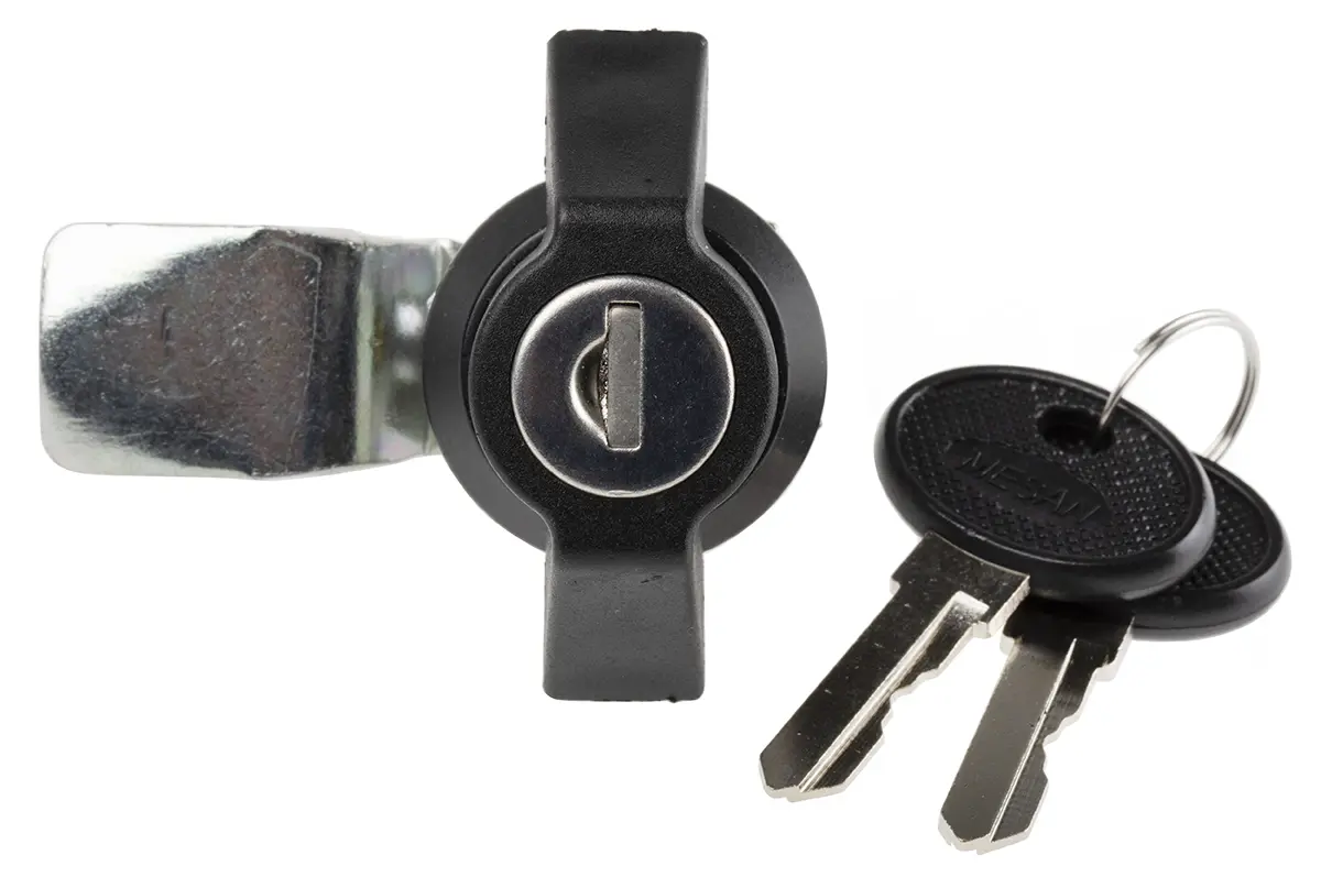 Produktfoto 1 von RS PRO, Schwarz Schubladenschloss aus Zinkdruckgusslegierung mit Polyamid-Überformung, Mit Schlüssel 8.5 mm, entsperrbar