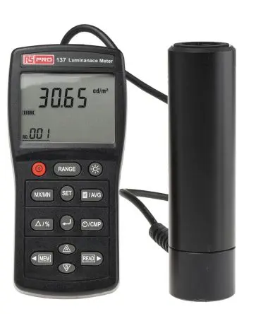Produktfoto 1 von RS PRO Luxmeter 9.999cd/m² mit Einzelne Primarstufe, bis 1999 lx, 0.01 lx, ±3 (Calibrated to Standard Incandescent Lamp