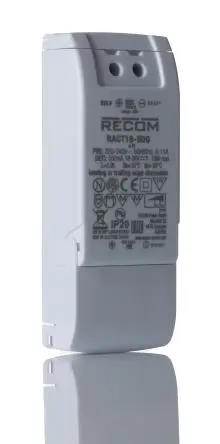 Produktfoto 1 von Recom LED-Treiber, 18 W 264V ac LED-Treiber 500mA, Ausgang 18V dc, 36 V dc