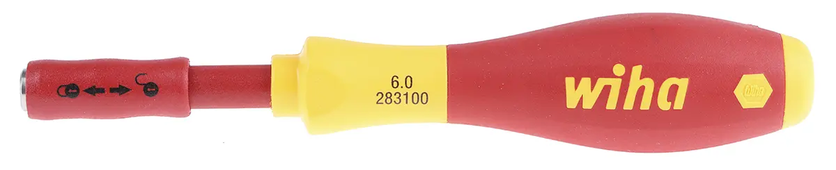 Produktfoto 1 von Wiha VDE 1000V zugelassen 6 mm Sechskant Steckschlüssel-Handgriff, Länge 160 mm / Klinge 50 mm