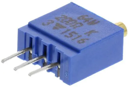 Produktfoto 1 von Vishay 64W 19-Gang THT Trimmer-Potentiometer, Einstellung von oben, 200Ω, ±10%, 0.5W, Pin, L. 9.7mm