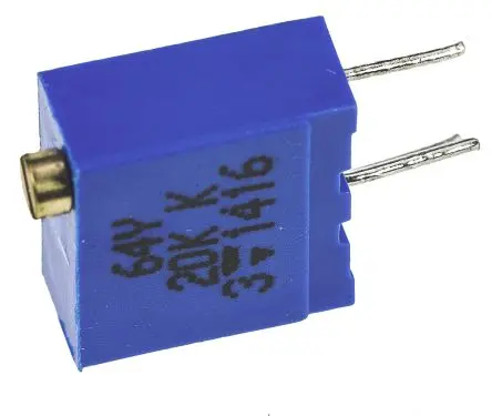 Produktfoto 1 von Vishay 64Y Durchsteckmontage Trimm-Potentiometer, Einstellung von oben, 20 kΩ, 10 %, 0.5 W, Stift, L. 9.7 mm