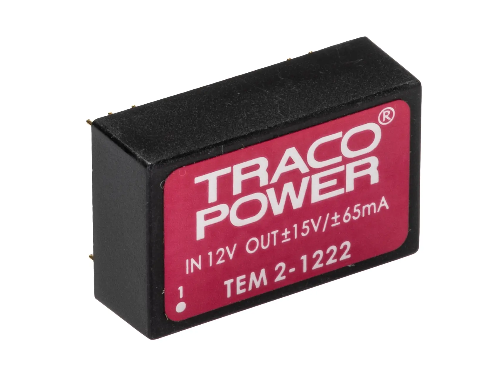TRACOPOWER TEM 2 DC/DC-Wandler 2W 12 V dc IN, ±15V dc OUT / ±65mA Durchsteckmontage 1kV dc isoliert